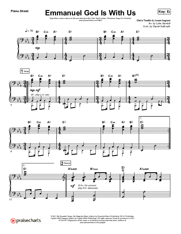Emmanuel God With Us (Sing It Now SATB) Piano Sheet (Chris Tomlin / Arr. Luke Gambill)