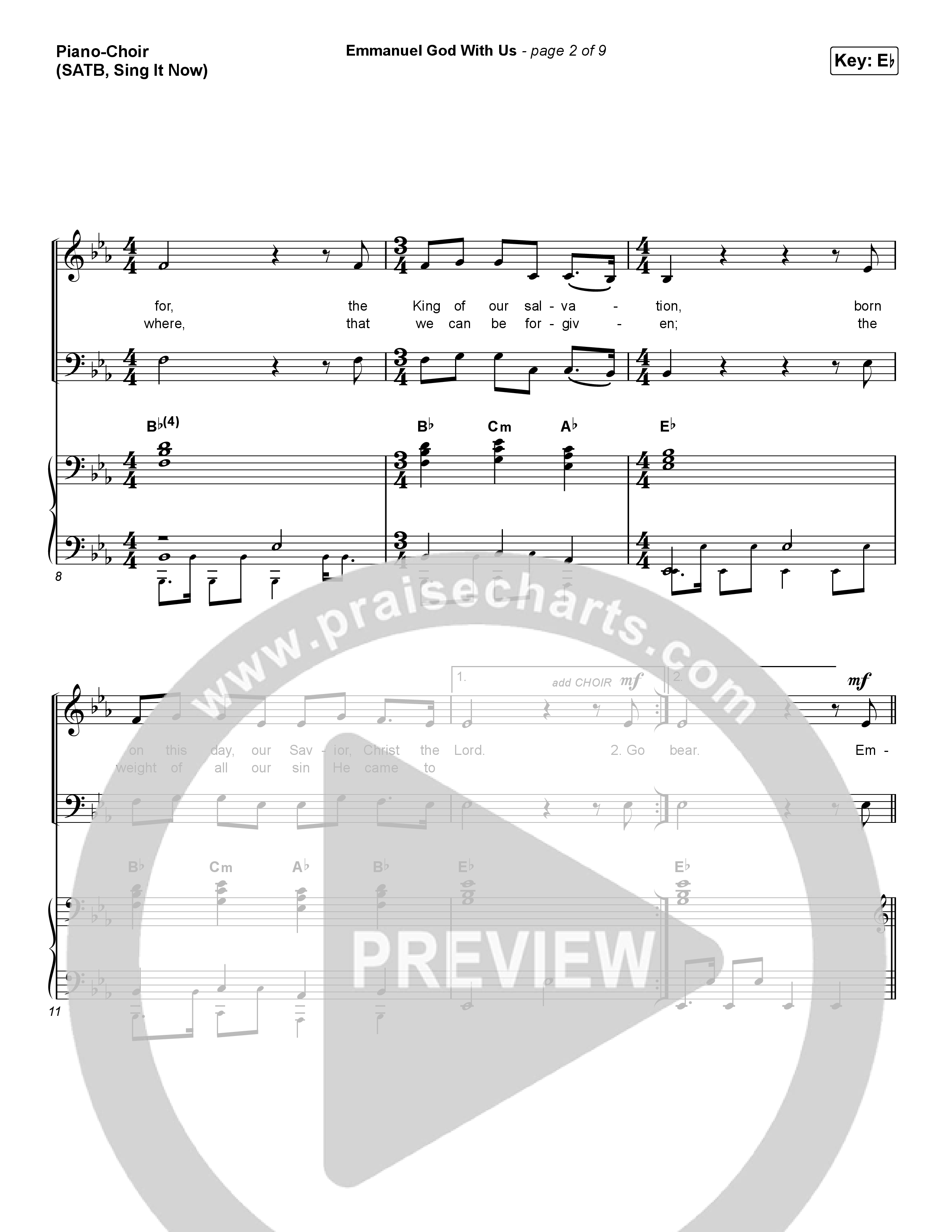 Emmanuel God With Us (Sing It Now SATB) Piano/Choir (SATB) (Chris Tomlin / Arr. Luke Gambill)