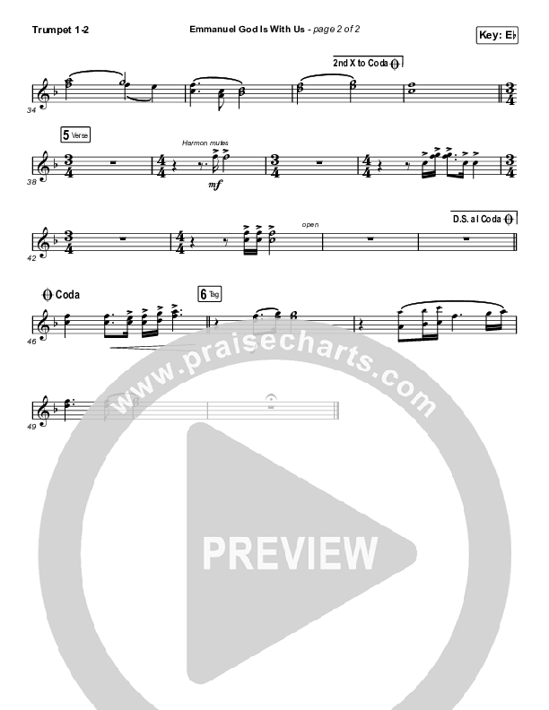 Emmanuel God With Us (Sing It Now SATB) Trumpet 1,2 (Chris Tomlin / Arr. Luke Gambill)