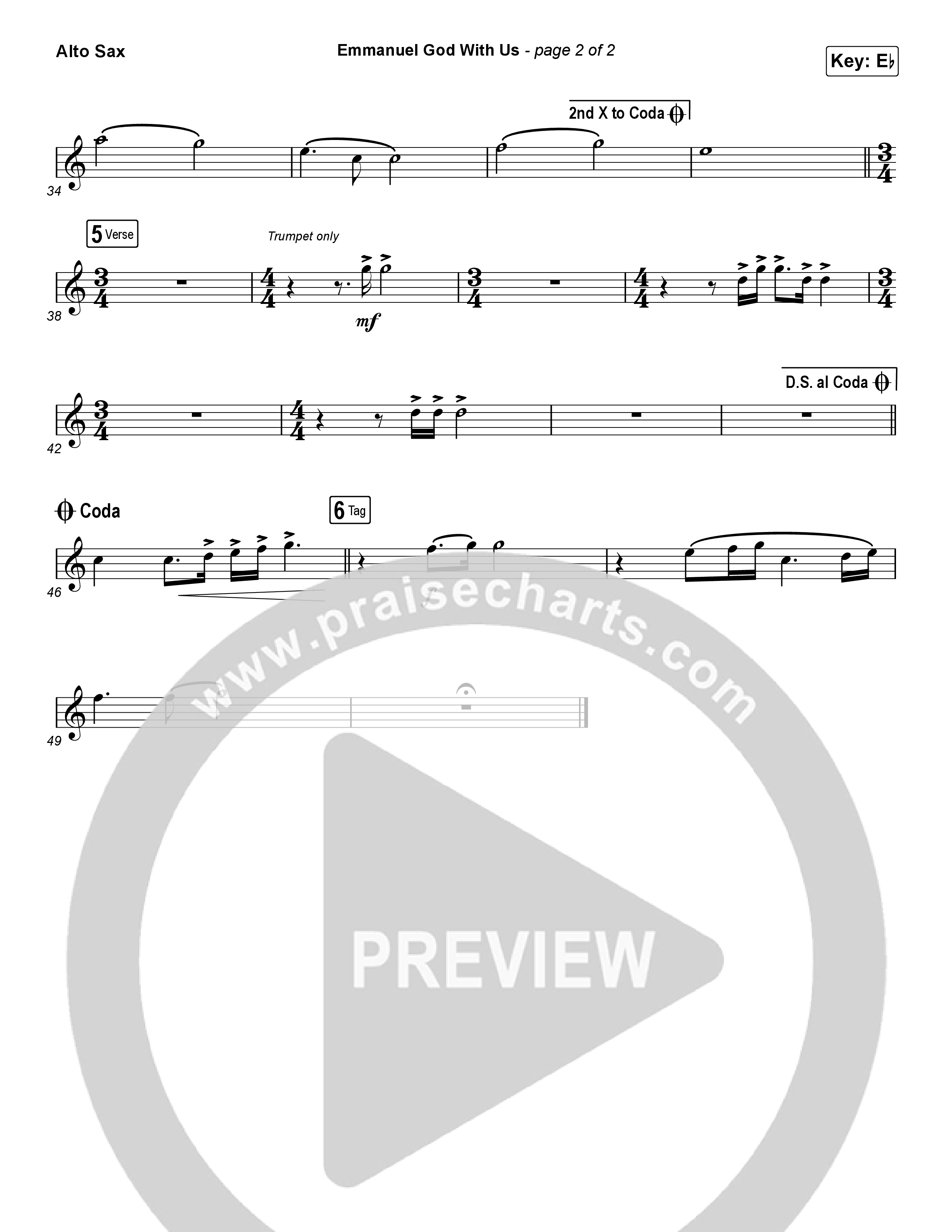 Emmanuel God With Us (Unison/2-Part Choir) Alto Sax (Chris Tomlin / Arr. Luke Gambill)
