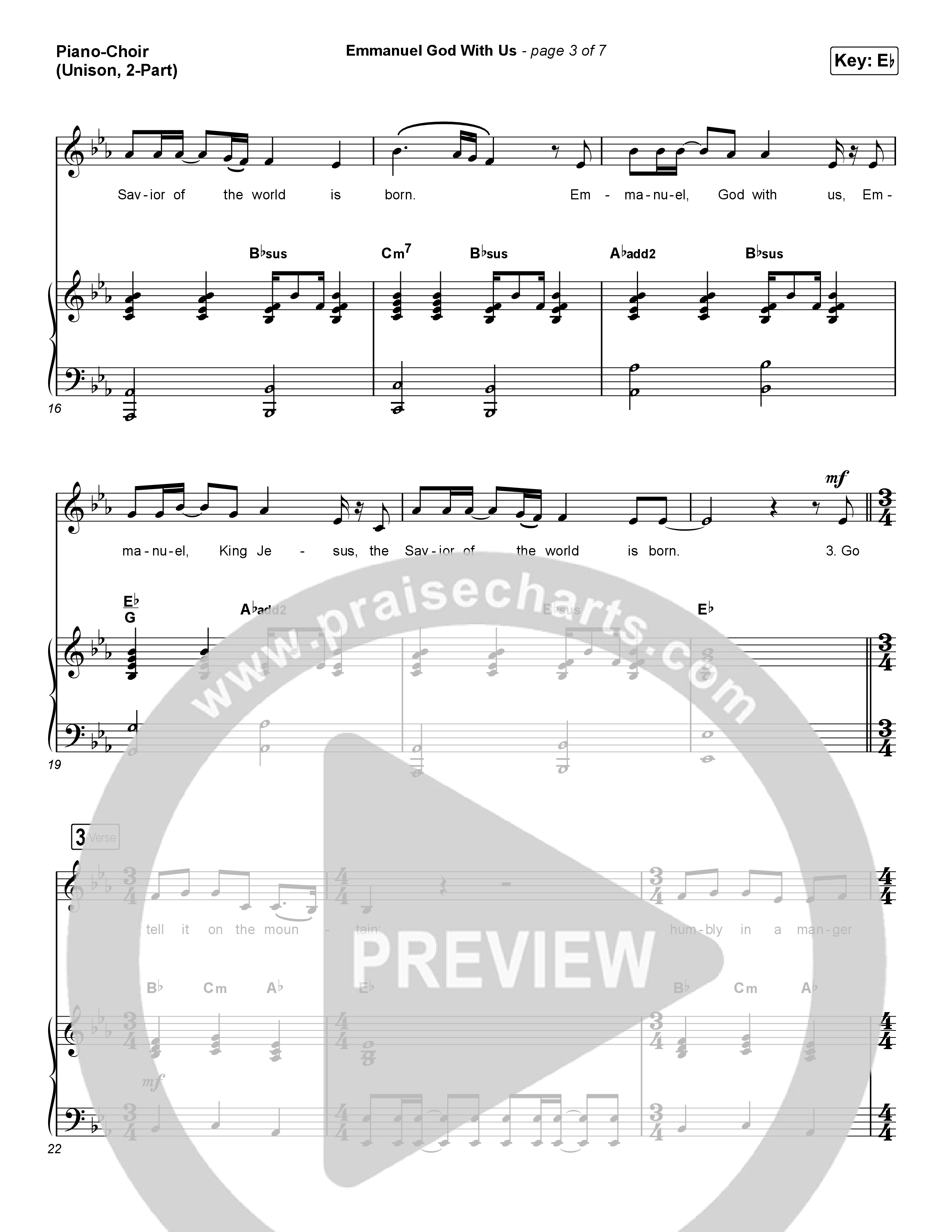 Emmanuel God With Us (Unison/2-Part Choir) Piano/Choir  (Uni/2-Part) (Chris Tomlin / Arr. Luke Gambill)