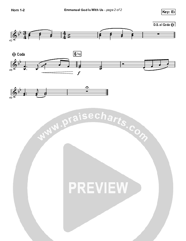 Emmanuel God With Us (Unison/2-Part Choir) French Horn 1/2 (Chris Tomlin / Arr. Luke Gambill)