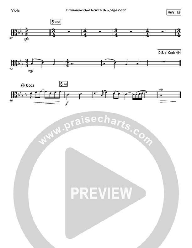 Emmanuel God With Us (Unison/2-Part Choir) Viola (Chris Tomlin / Arr. Luke Gambill)