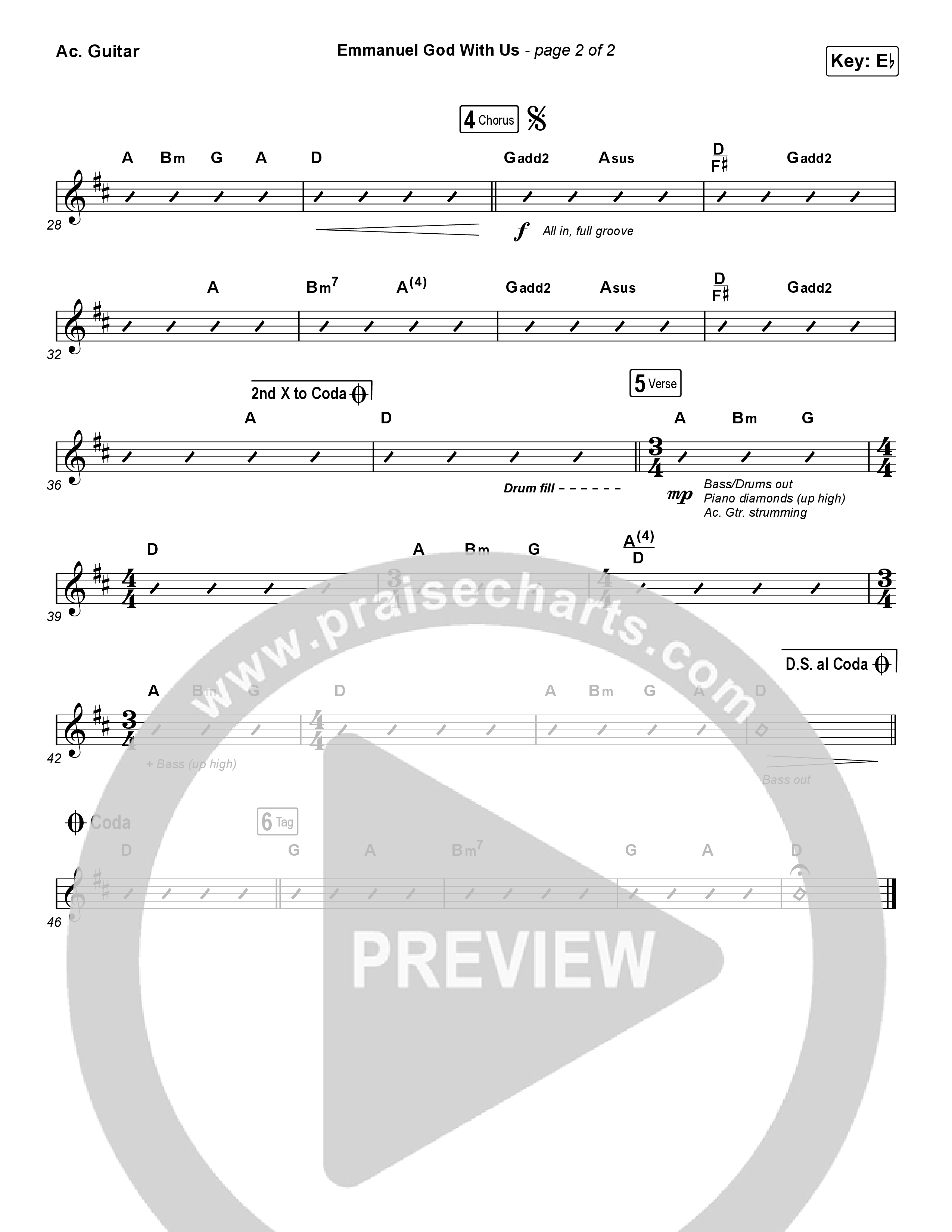 Emmanuel God With Us (Worship Choir SAB) Acoustic Guitar (Chris Tomlin / Arr. Luke Gambill)