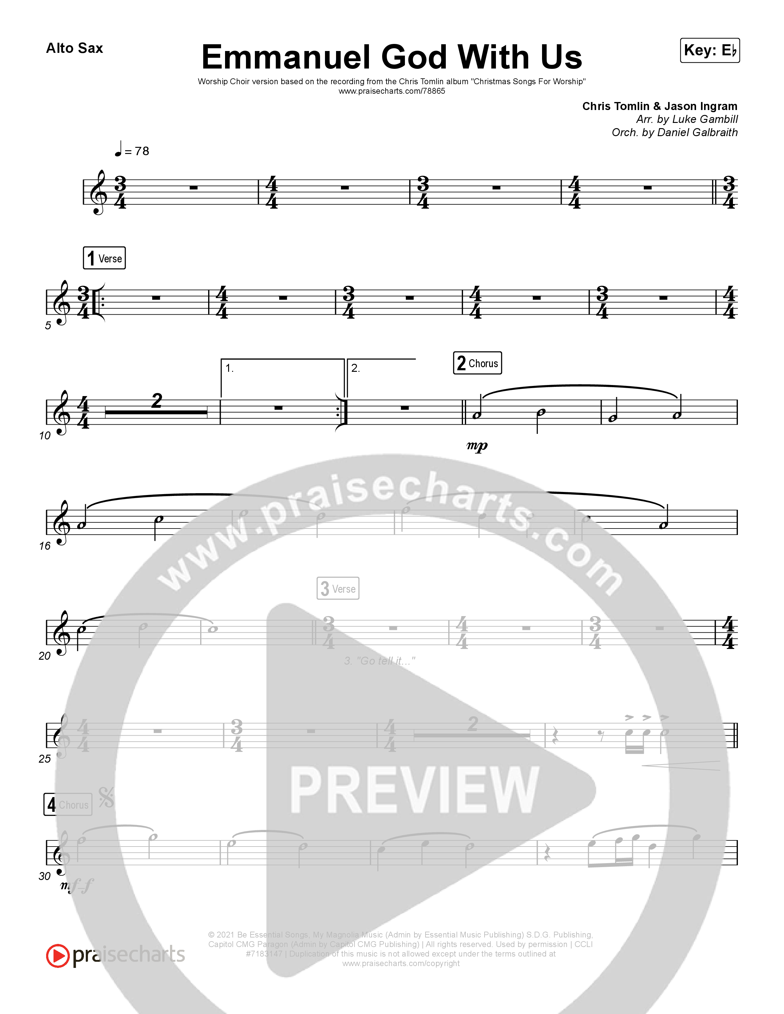 Emmanuel God With Us (Worship Choir SAB) Sax Pack (Chris Tomlin / Arr. Luke Gambill)