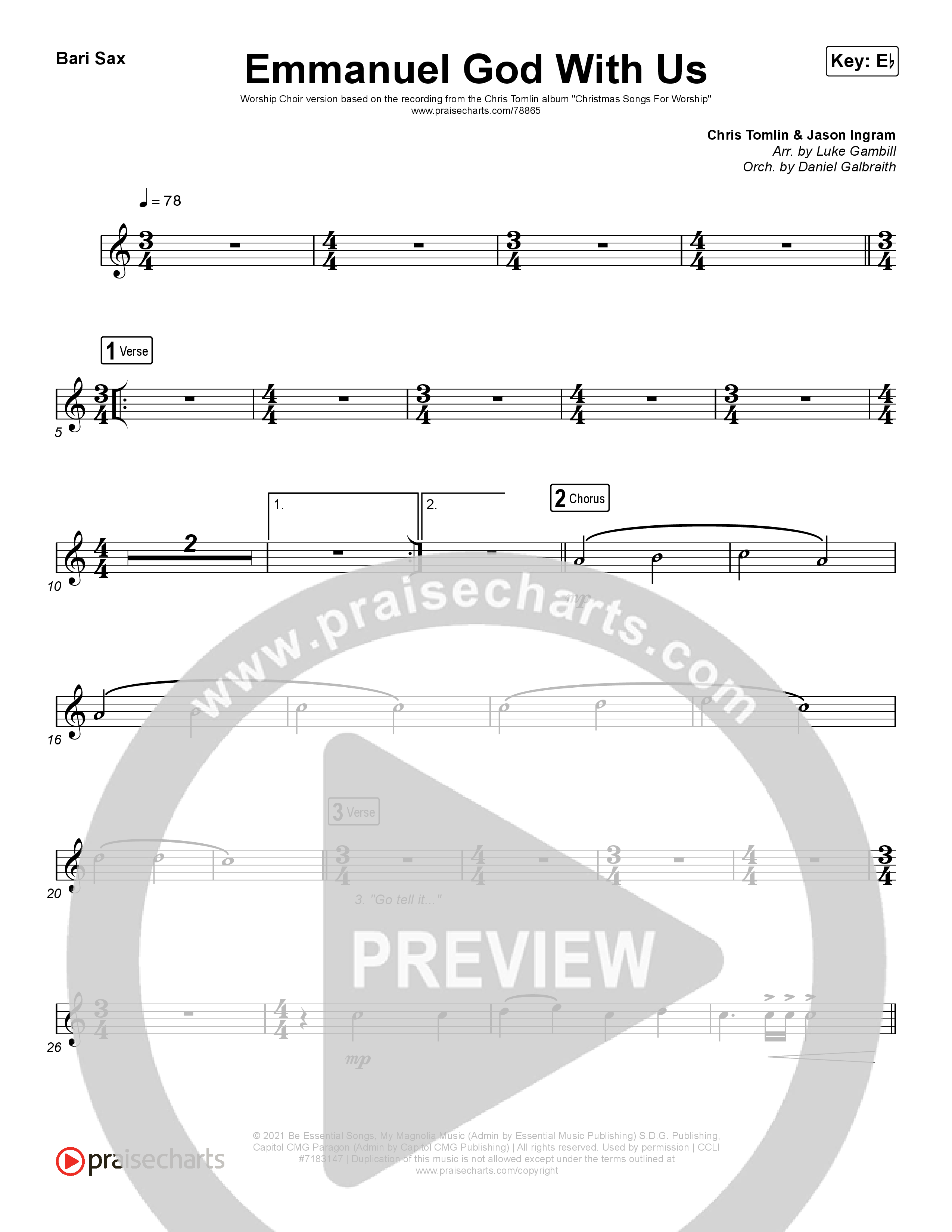 Emmanuel God With Us (Worship Choir SAB) Bari Sax (Chris Tomlin / Arr. Luke Gambill)