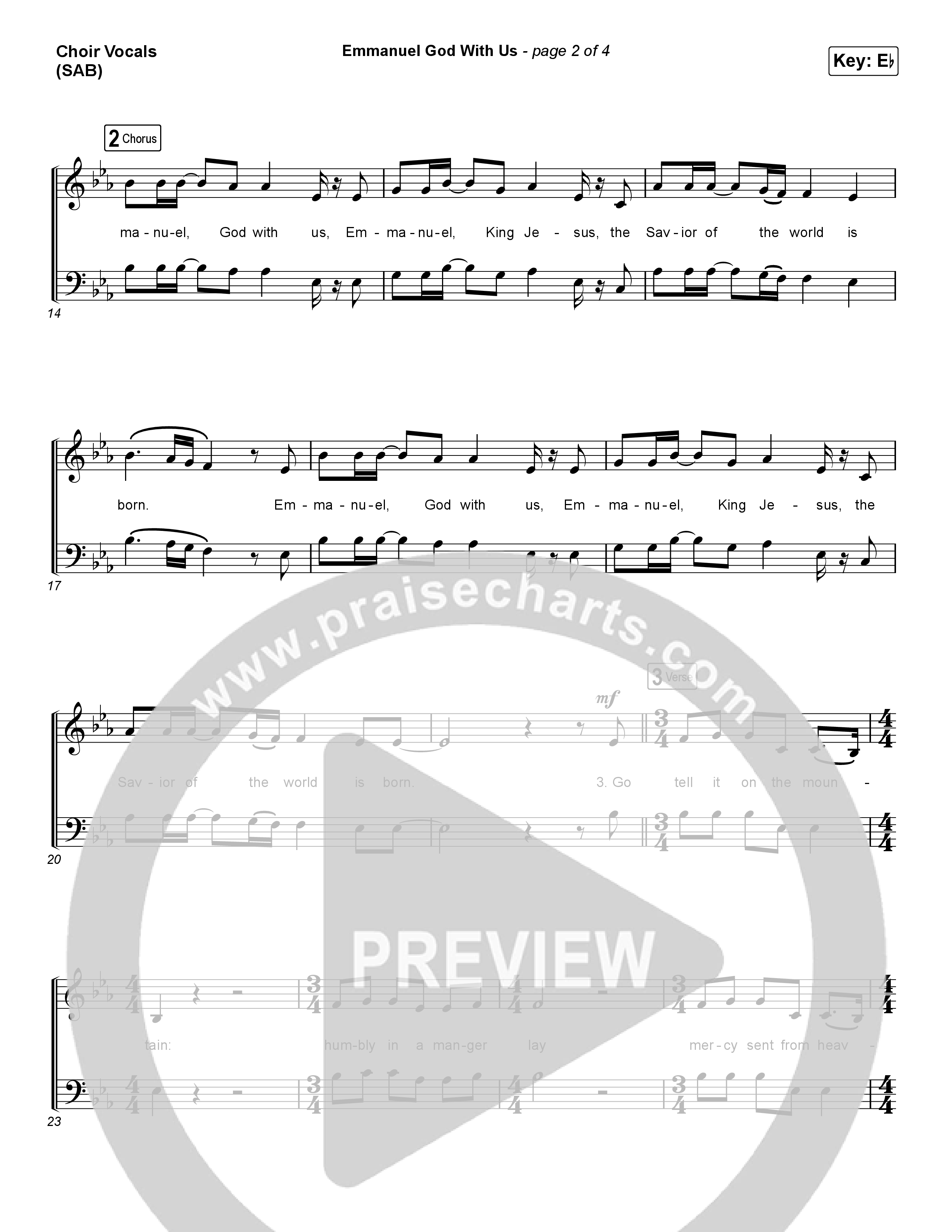 Emmanuel God With Us (Worship Choir SAB) Choir Sheet (SAB) (Chris Tomlin / Arr. Luke Gambill)