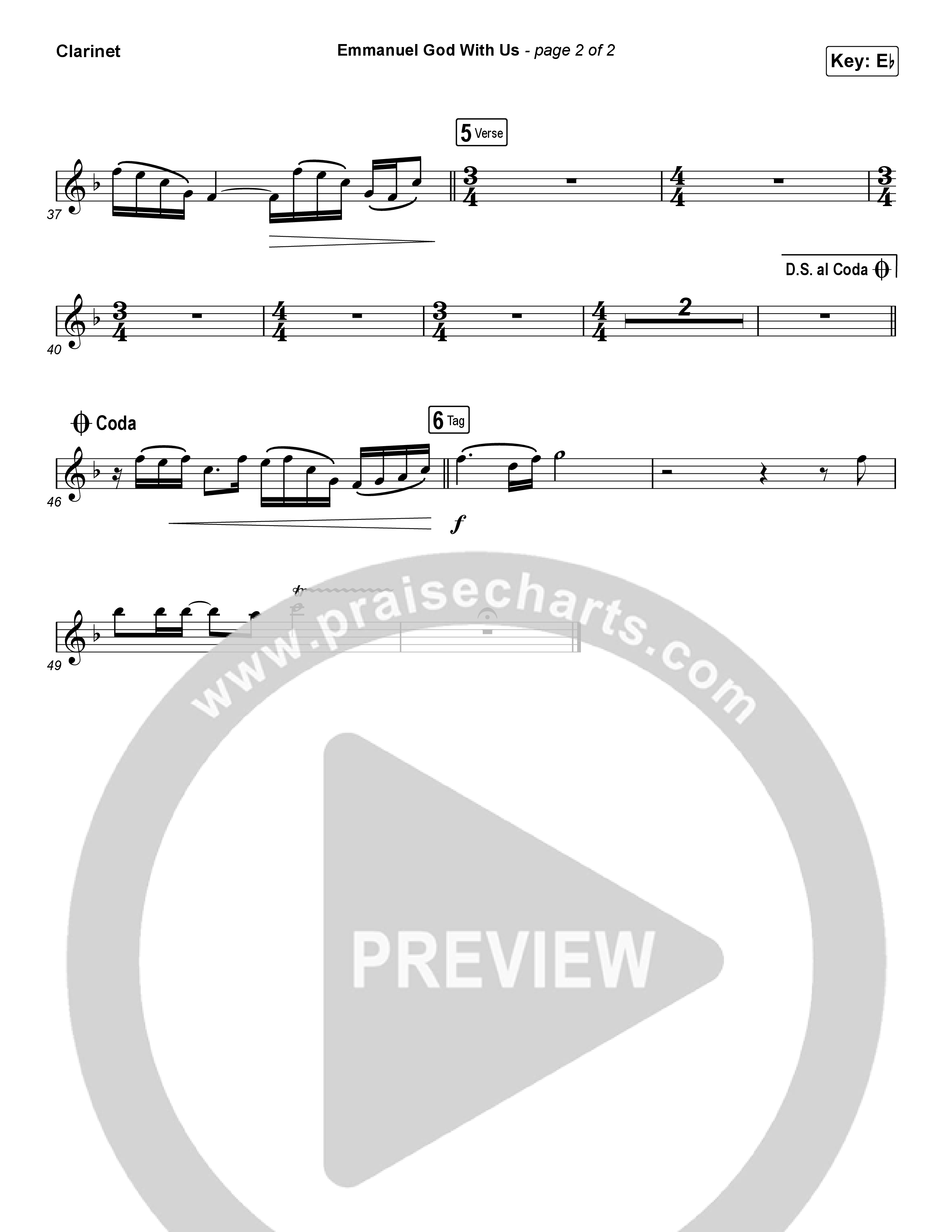 Emmanuel God With Us (Worship Choir SAB) Clarinet (Chris Tomlin / Arr. Luke Gambill)