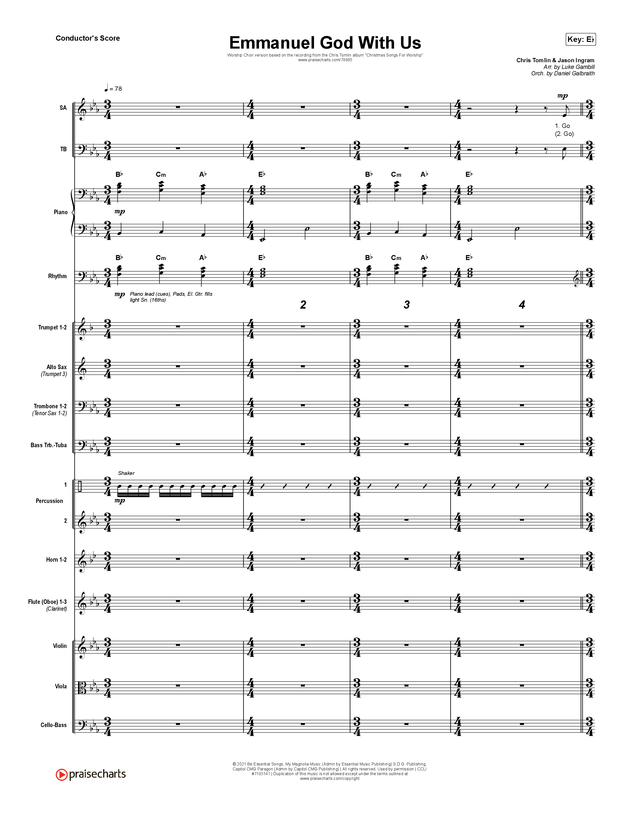 Emmanuel God With Us (Worship Choir SAB) Orchestration (No Vocals) (Chris Tomlin / Arr. Luke Gambill)