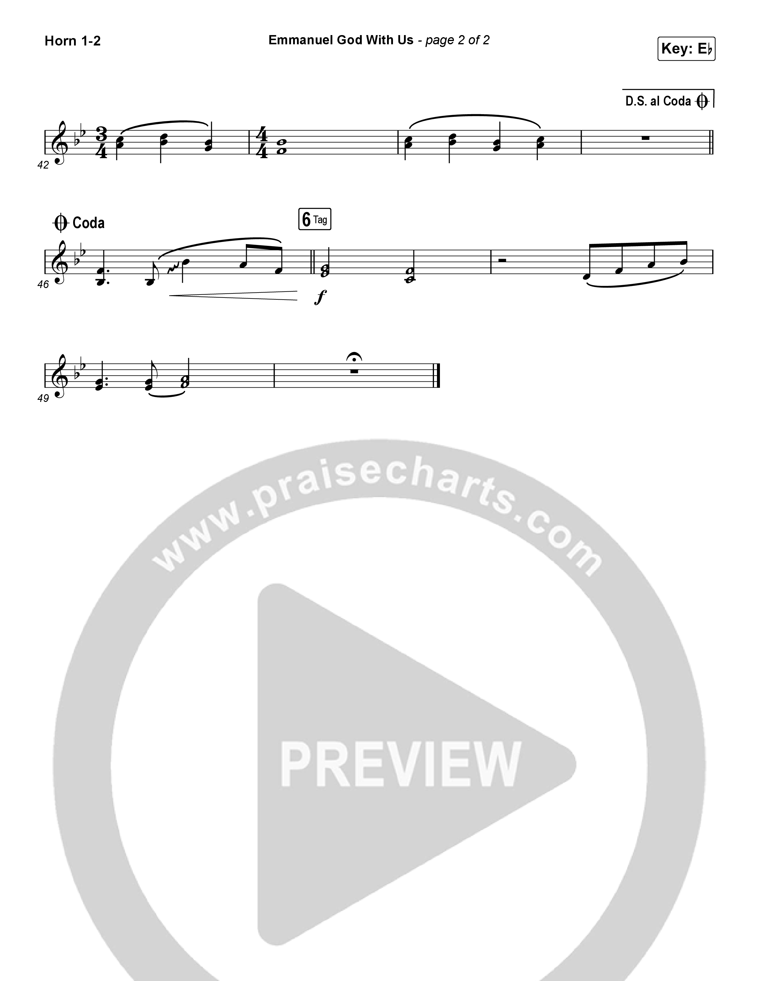 Emmanuel God With Us (Worship Choir SAB) French Horn 1/2 (Chris Tomlin / Arr. Luke Gambill)