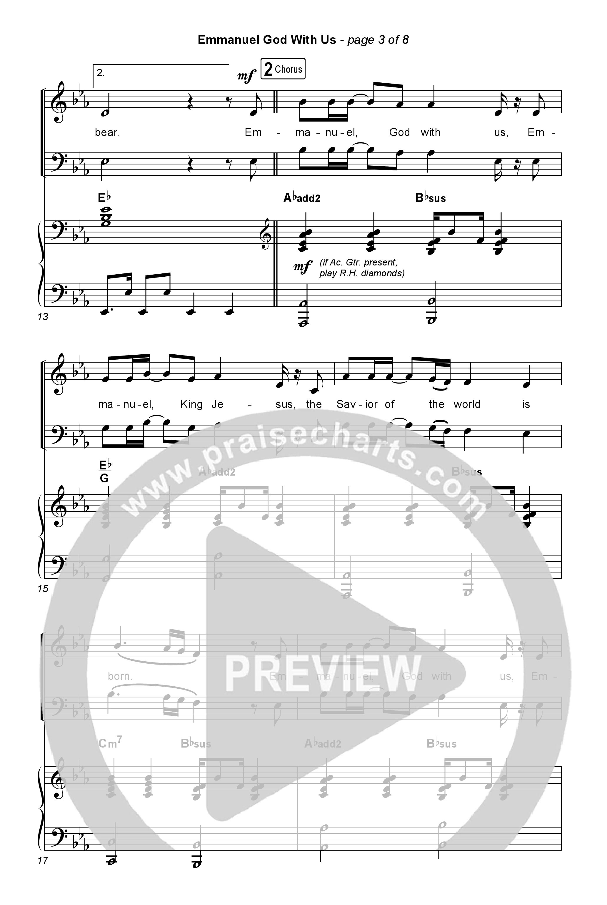 Emmanuel God With Us (Worship Choir SAB) Octavo (SAB & Pno) (Chris Tomlin / Arr. Luke Gambill)