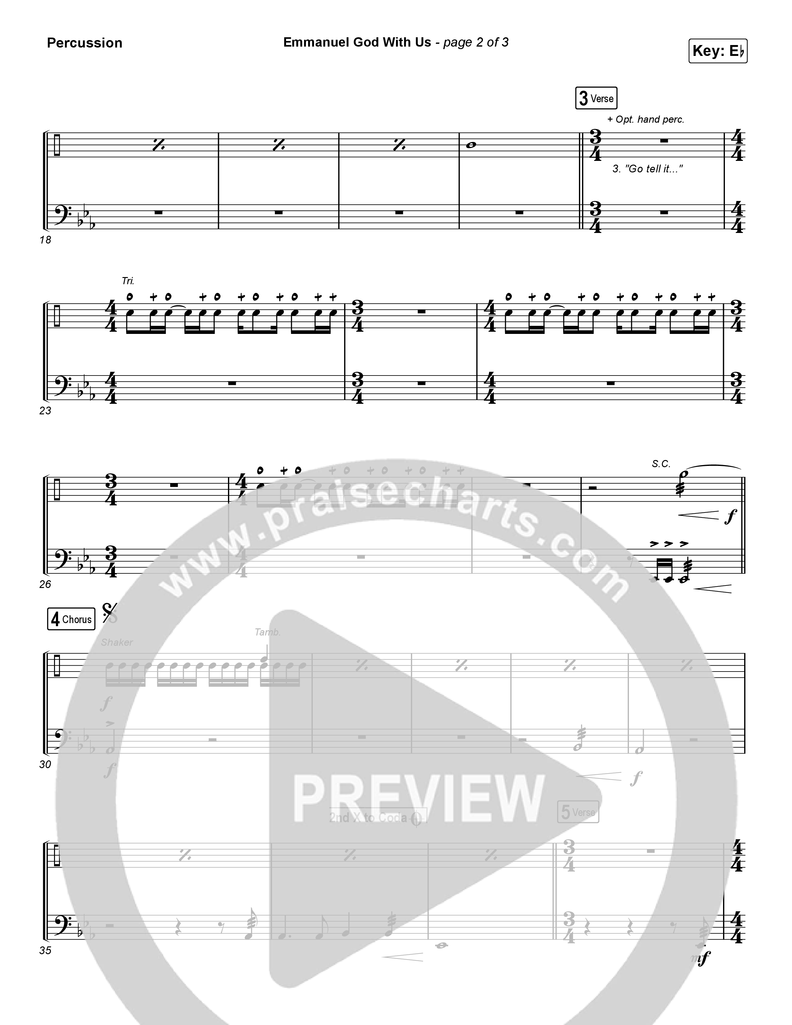 Emmanuel God With Us (Worship Choir SAB) Percussion (Chris Tomlin / Arr. Luke Gambill)