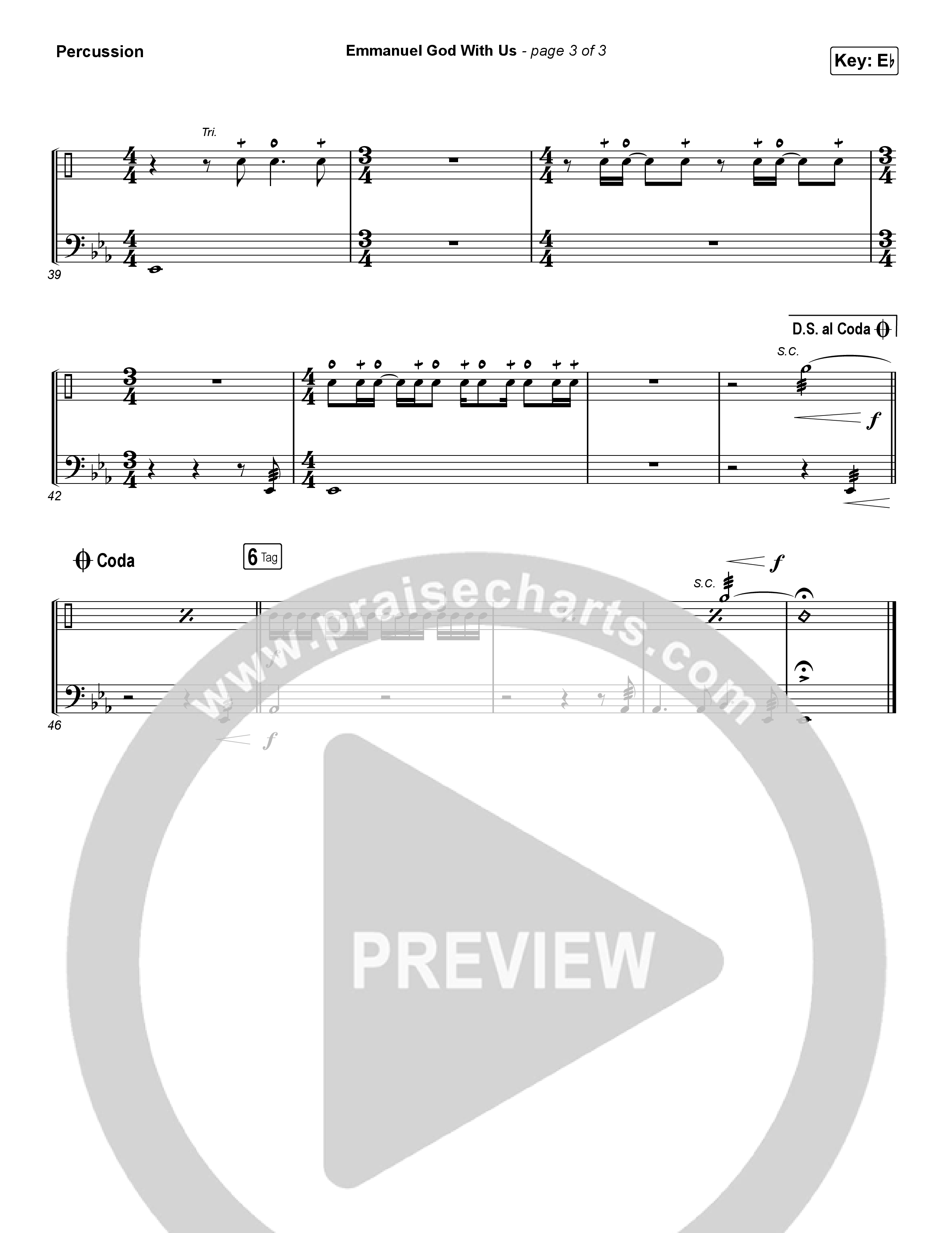 Emmanuel God With Us (Worship Choir SAB) Percussion (Chris Tomlin / Arr. Luke Gambill)