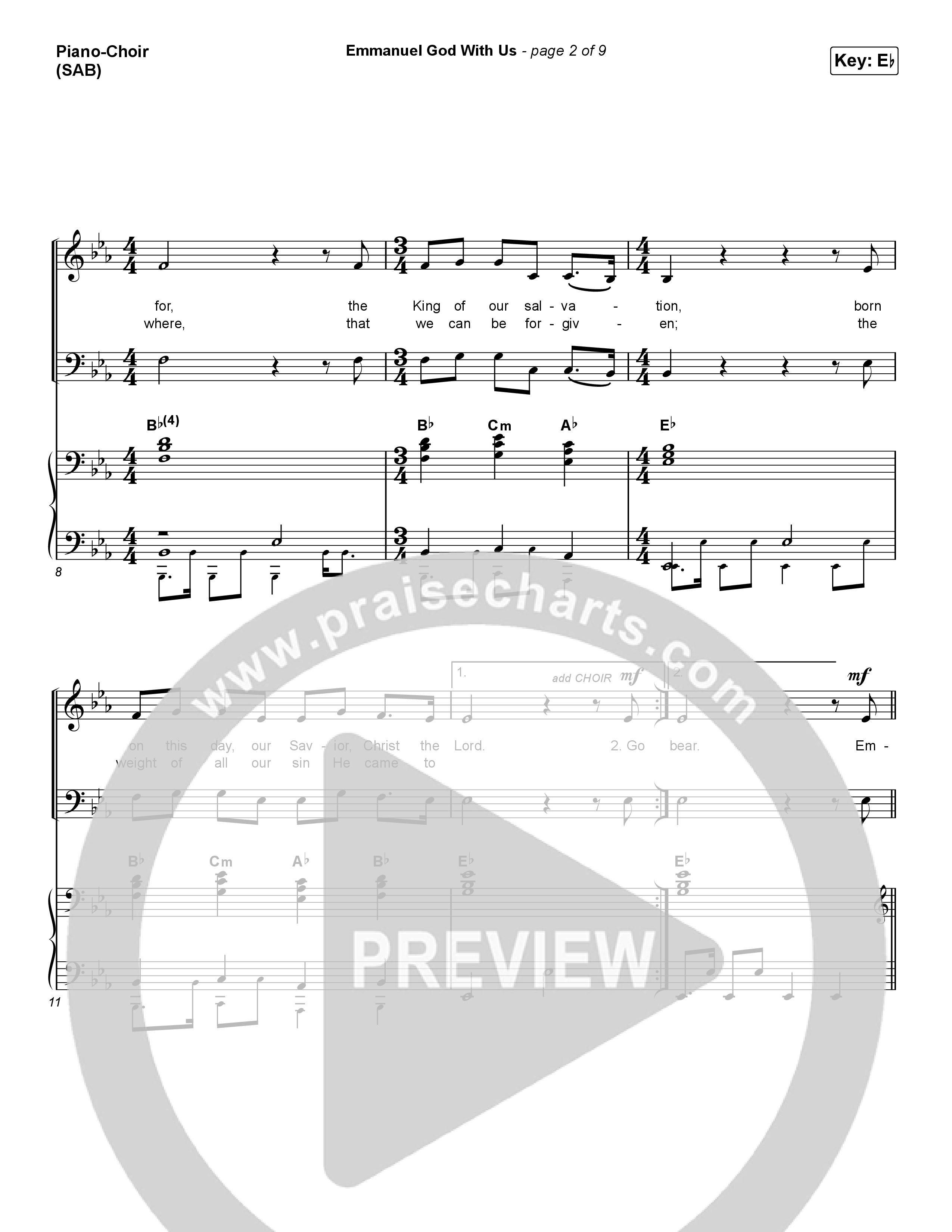 Emmanuel God With Us (Worship Choir SAB) Piano/Choir (SAB) (Chris Tomlin / Arr. Luke Gambill)