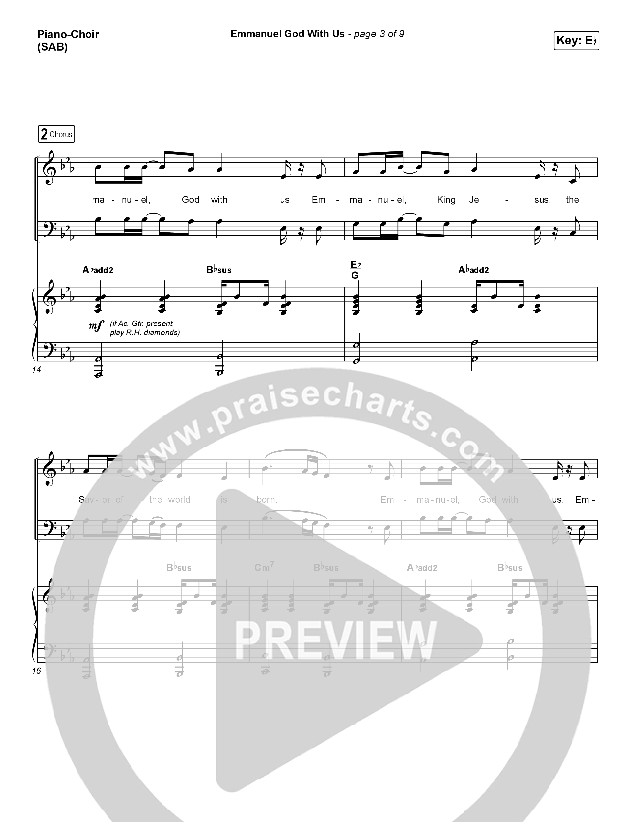 Emmanuel God With Us (Worship Choir SAB) Piano/Choir (SAB) (Chris Tomlin / Arr. Luke Gambill)