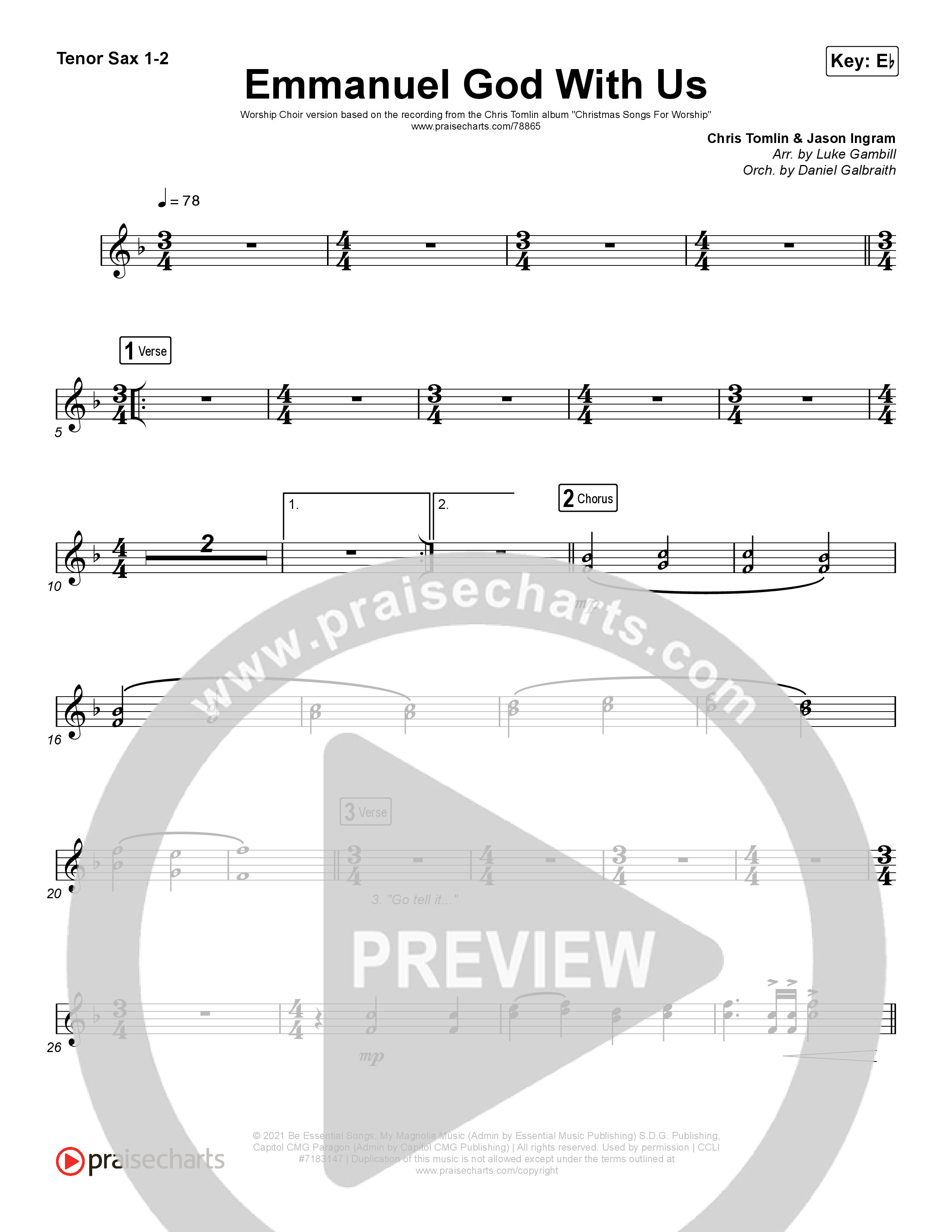 Emmanuel God With Us (Worship Choir SAB) Sax Pack (Chris Tomlin / Arr. Luke Gambill)