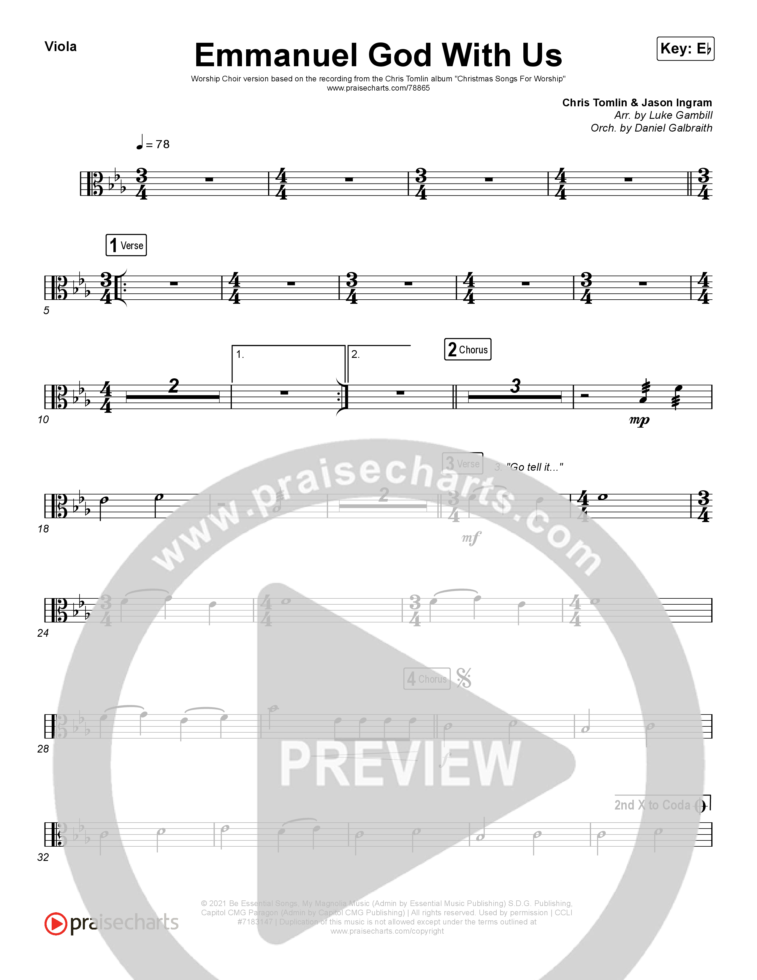 Emmanuel God With Us (Worship Choir SAB) Viola (Chris Tomlin / Arr. Luke Gambill)