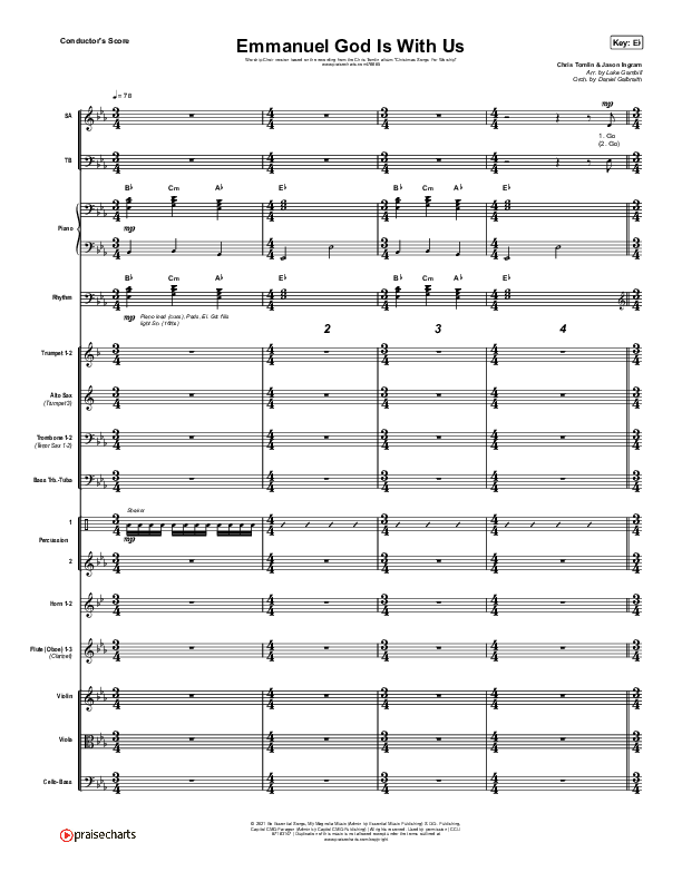 Emmanuel God With Us (Worship Choir SAB) Conductor's Score (Chris Tomlin / Arr. Luke Gambill)