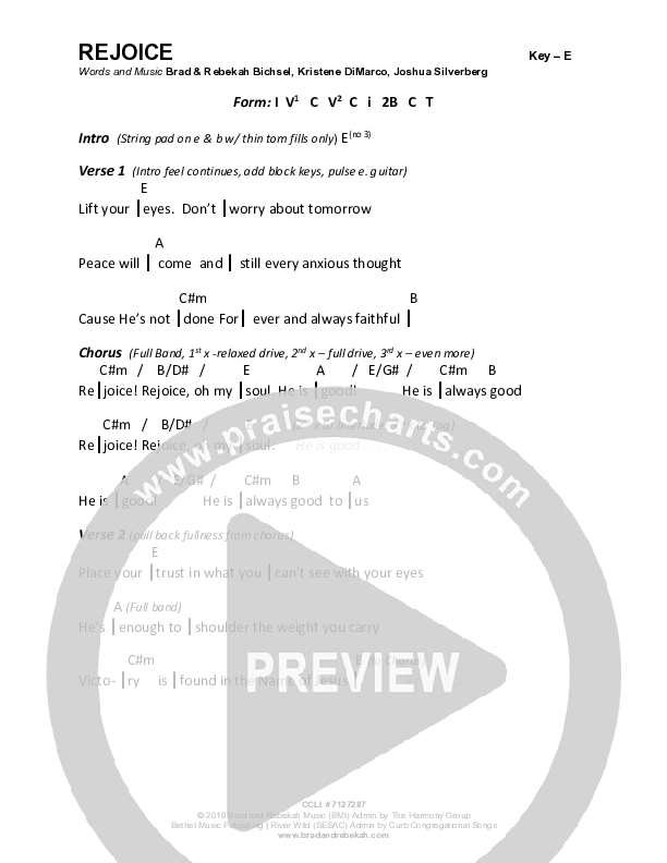 Rejoice Chord Chart (Brad & Rebekah)