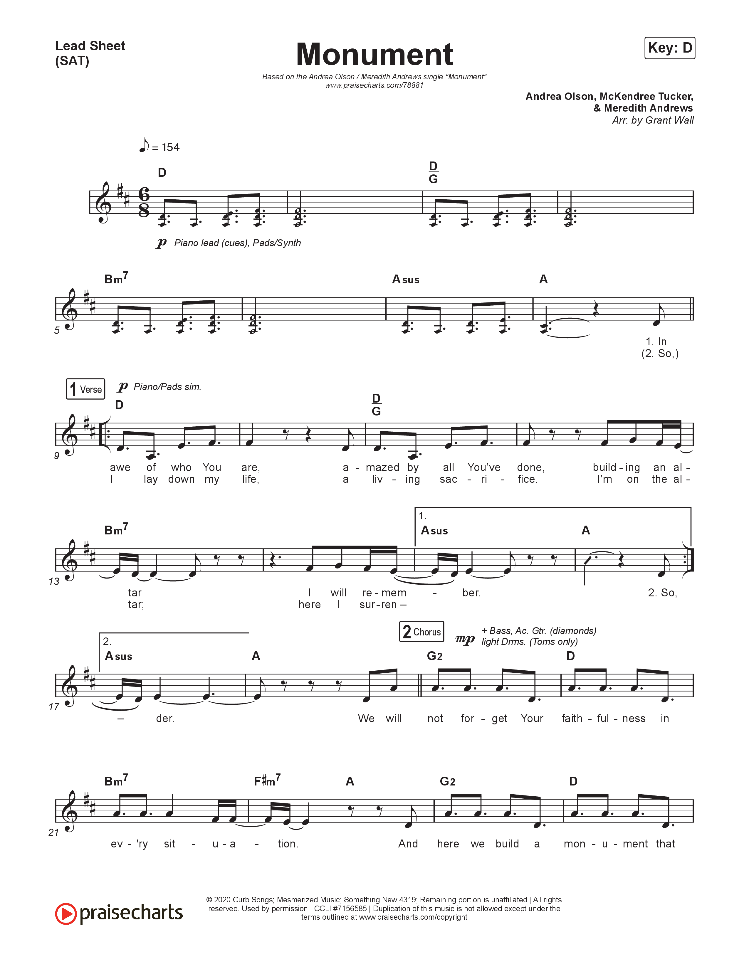 Monument Lead Sheet (SAT) (Andrea Olson / Meredith Andrews)