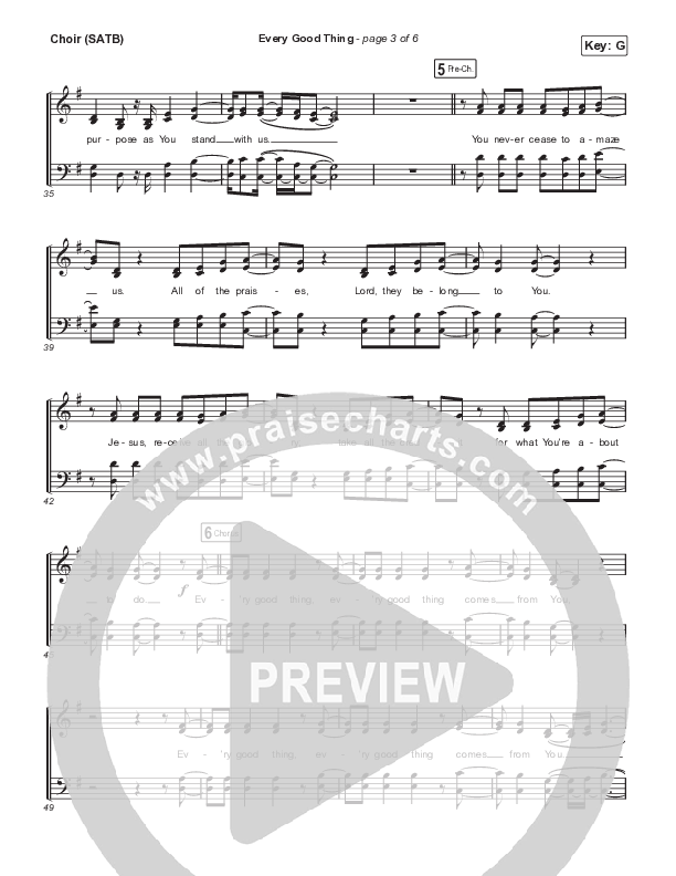 Every Good Thing Choir Sheet (SATB) (River Valley Worship)
