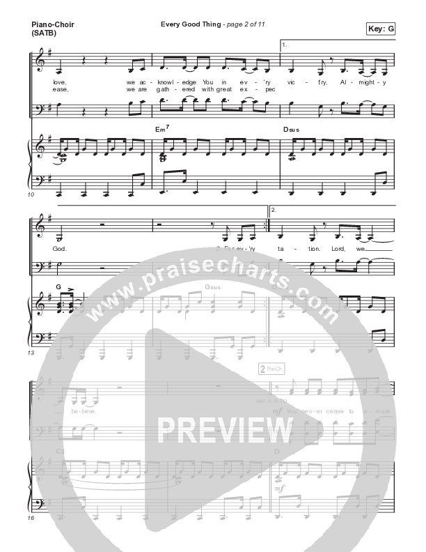 Every Good Thing Piano/Vocal (SATB) (River Valley Worship)