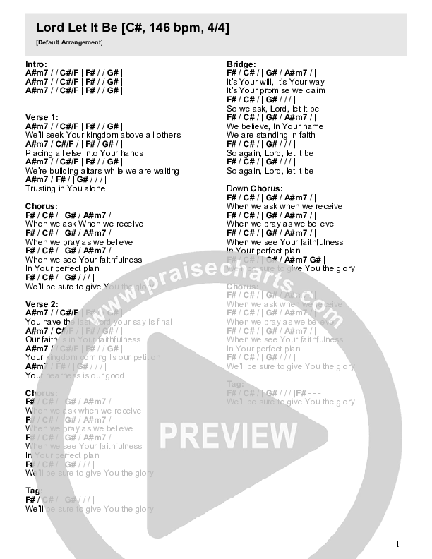 Lord Let It Be Chord Chart (River Valley Worship)