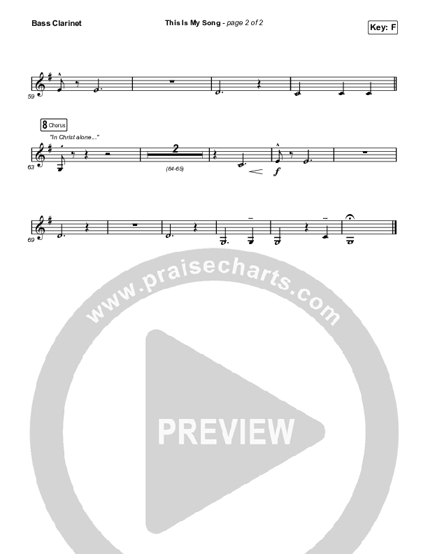 This Is My Song (Worship Choir SAB) Bass Clarinet (North Point Worship / Arr. Luke Gambill)