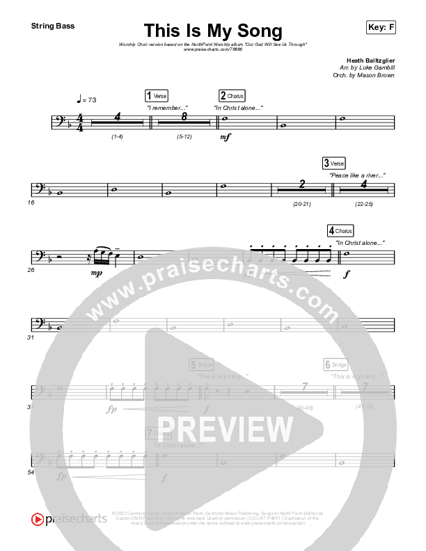 This Is My Song (Worship Choir SAB) Double Bass (North Point Worship / Arr. Luke Gambill)