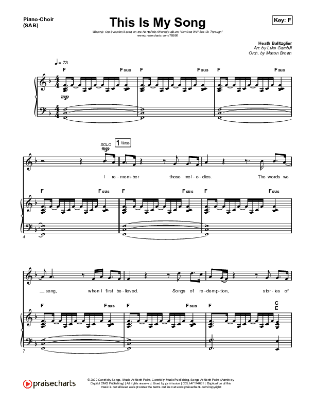 This Is My Song (Worship Choir SAB) Piano/Choir (SAB) (North Point Worship / Arr. Luke Gambill)