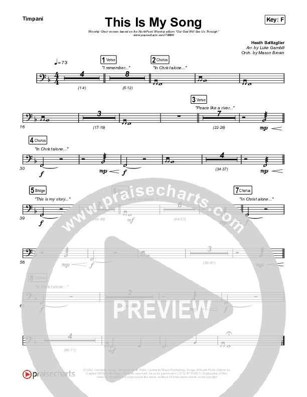 This Is My Song (Worship Choir SAB) Timpani (North Point Worship / Arr. Luke Gambill)