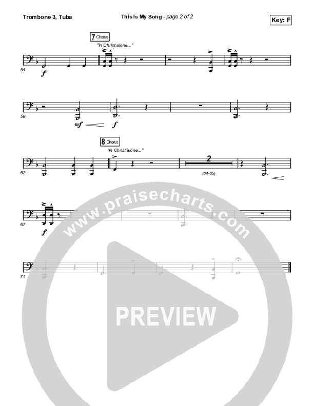 This Is My Song (Worship Choir SAB) Trombone 3/Tuba (North Point Worship / Arr. Luke Gambill)