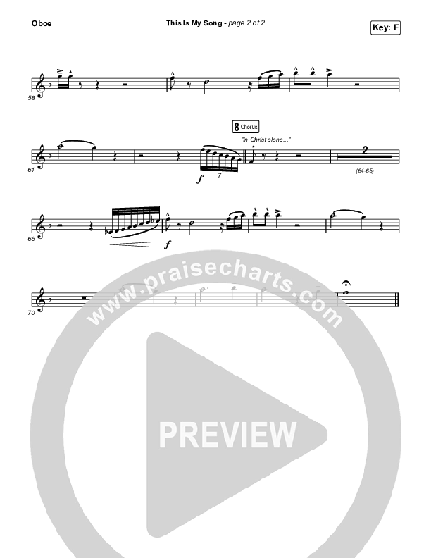 This Is My Song (Unison/2-Part Choir) Oboe (North Point Worship / Arr. Luke Gambill)