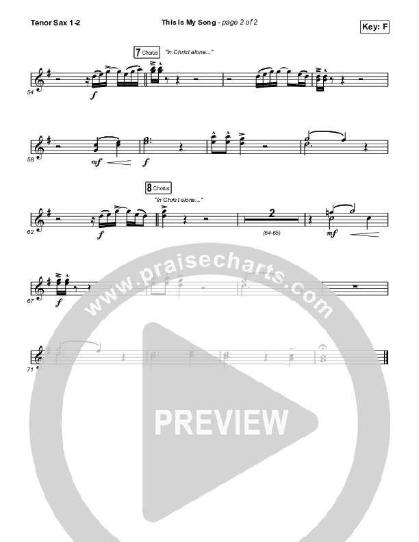 This Is My Song (Unison/2-Part Choir) Tenor Sax 1/2 (North Point Worship / Arr. Luke Gambill)