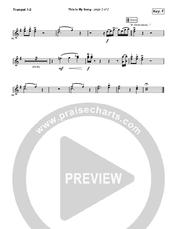 This Is My Song (Unison/2-Part Choir) Trumpet 1,2 (North Point Worship / Arr. Luke Gambill)