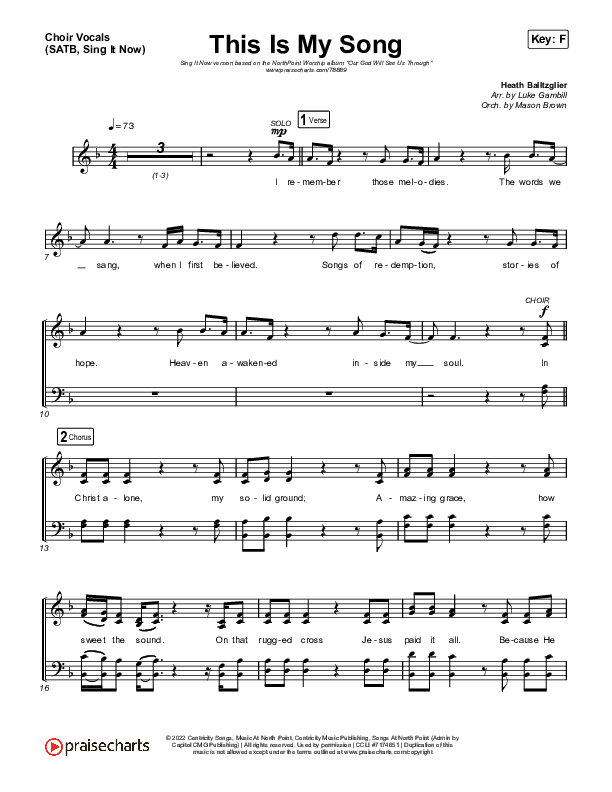 This Is My Song (Sing It Now SATB) Choir Sheet (SATB) (North Point Worship / Arr. Luke Gambill)