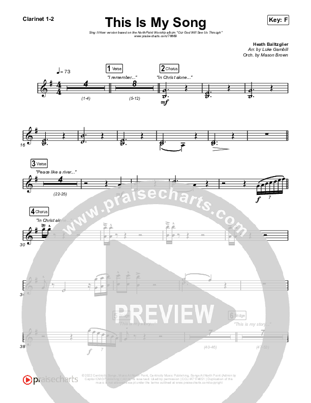 This Is My Song (Sing It Now SATB) Clarinet 1/2 (North Point Worship / Arr. Luke Gambill)