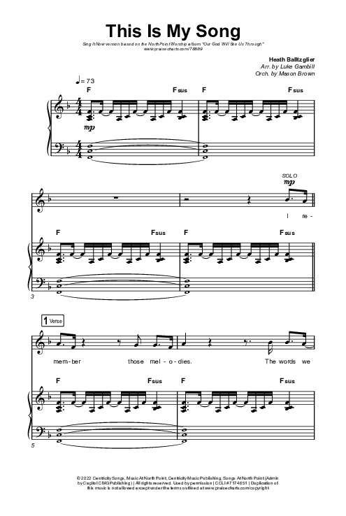 This Is My Song (Sing It Now SATB) Octavo (SATB & Pno) (North Point Worship / Arr. Luke Gambill)