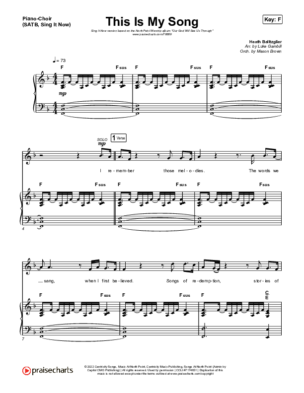 This Is My Song (Sing It Now SATB) Piano/Choir (SATB) (North Point Worship / Arr. Luke Gambill)