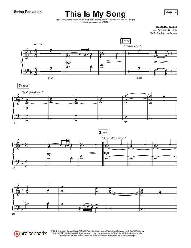 This Is My Song (Sing It Now SATB) String Reduction (North Point Worship / Arr. Luke Gambill)