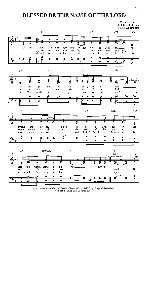 Blessed Be The Name Of The Lord Lead Sheet (Tony Gore & Majesty)
