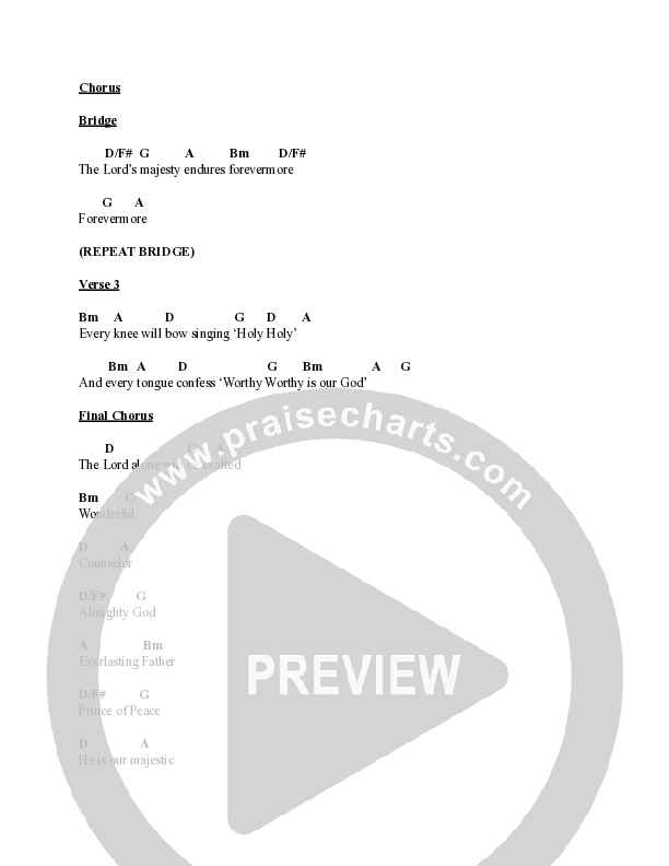Majestic One Chord Chart (Katy Weirich)