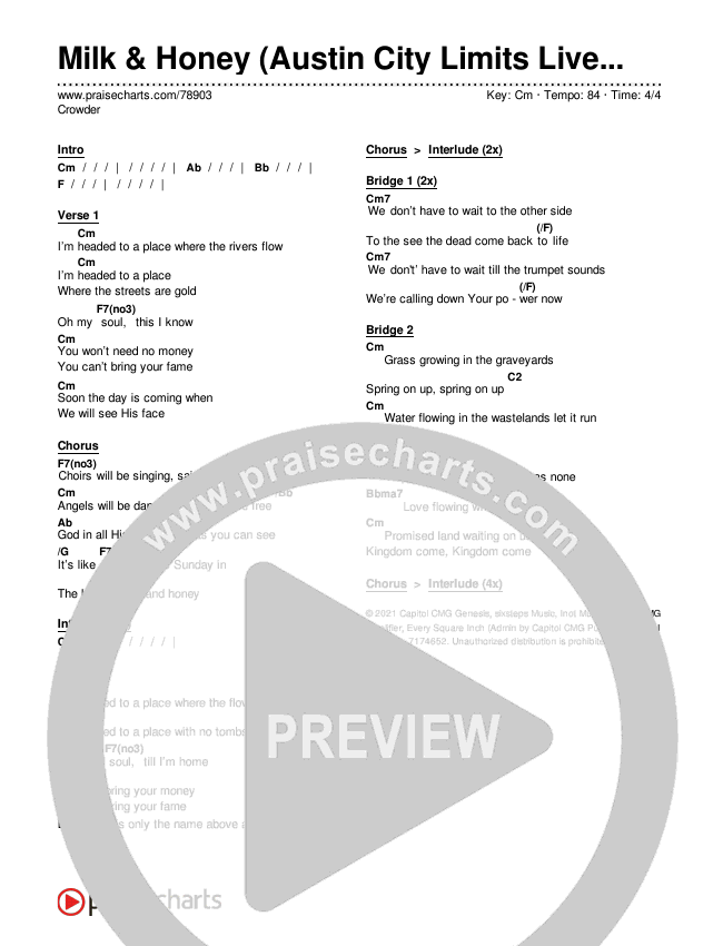 Milk & Honey (Austin City Limits Live) Chords & Lyrics (Crowder)
