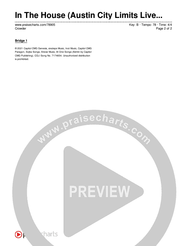 In The House (Austin City Limits Live) Chords & Lyrics (Crowder)