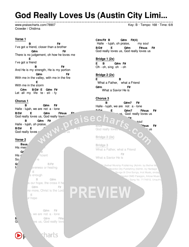 God Really Loves Us (Austin City Limits Live) Chords & Lyrics (Crowder / Chidima)