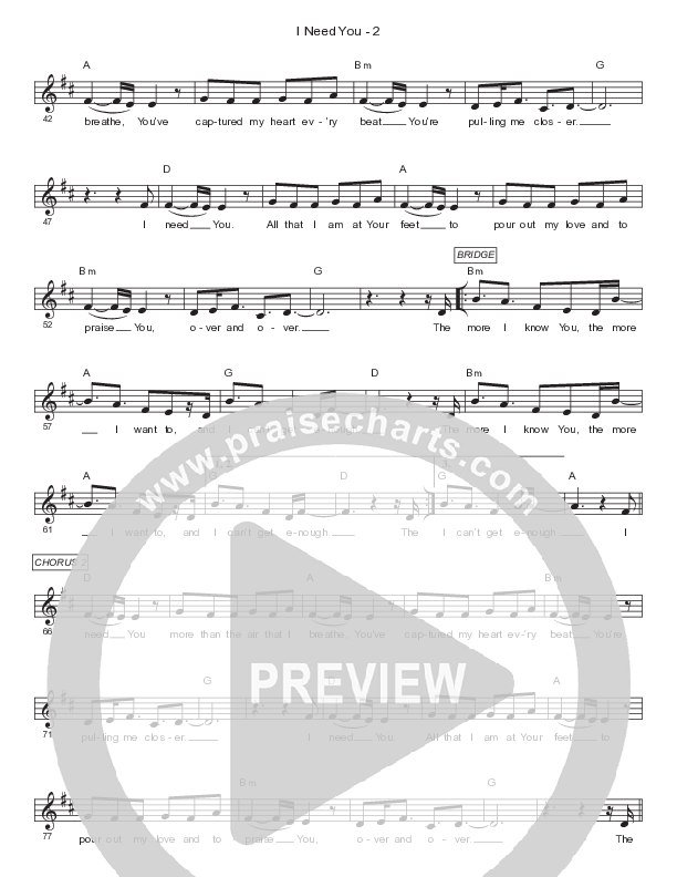 I Need You Lead Sheet Melody (Gateway Kids Worship / Jenna Raine)