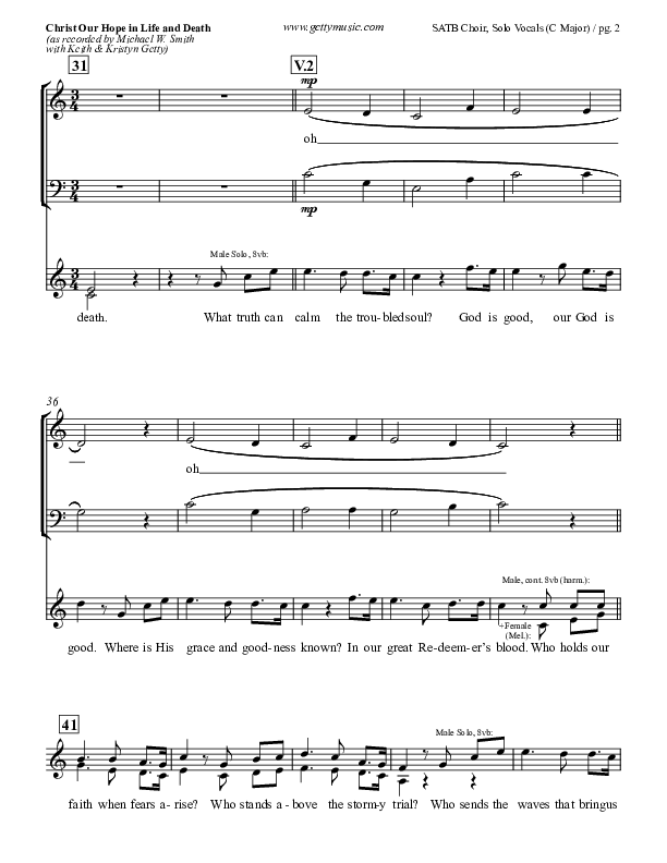 Christ Our Hope In Life And Death Choir Sheet (SATB) (Keith & Kristyn Getty / Michael W. Smith)