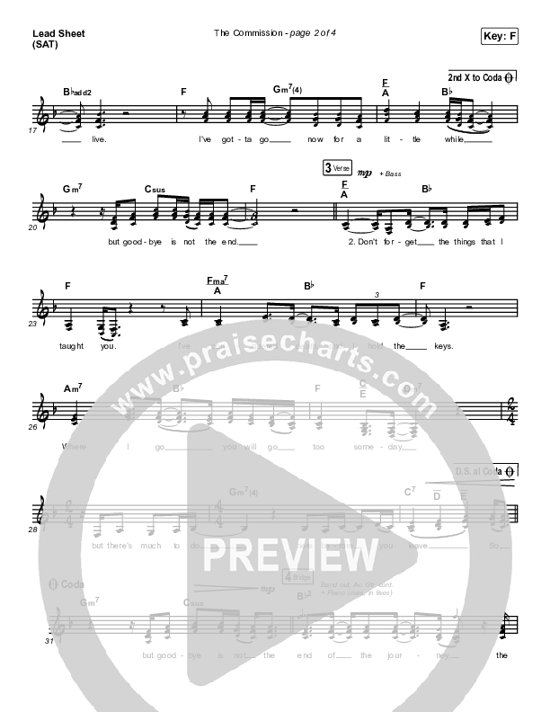 The Commission (Choral Anthem SATB) Lead Sheet (SAT) (CAIN / Arr. Luke Gambill)