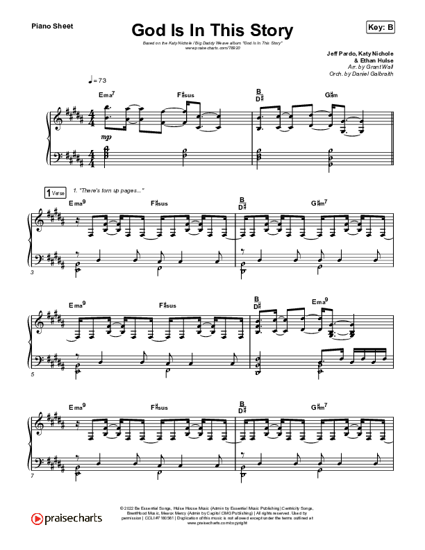 God Is In This Story Piano Sheet (Katy Nichole / Big Daddy Weave)