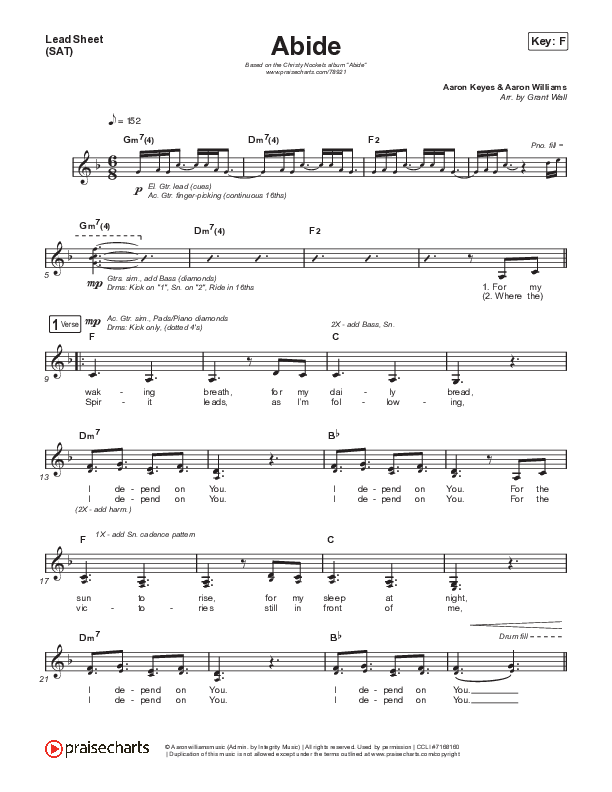 Abide Lead Sheet (SAT) (Christy Nockels)